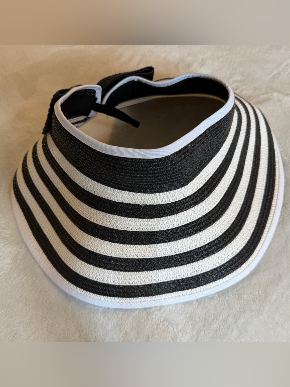 Women’s Magid Black and White Striped Visor